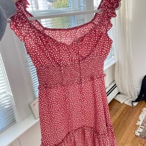 Red and White Patterned Dress